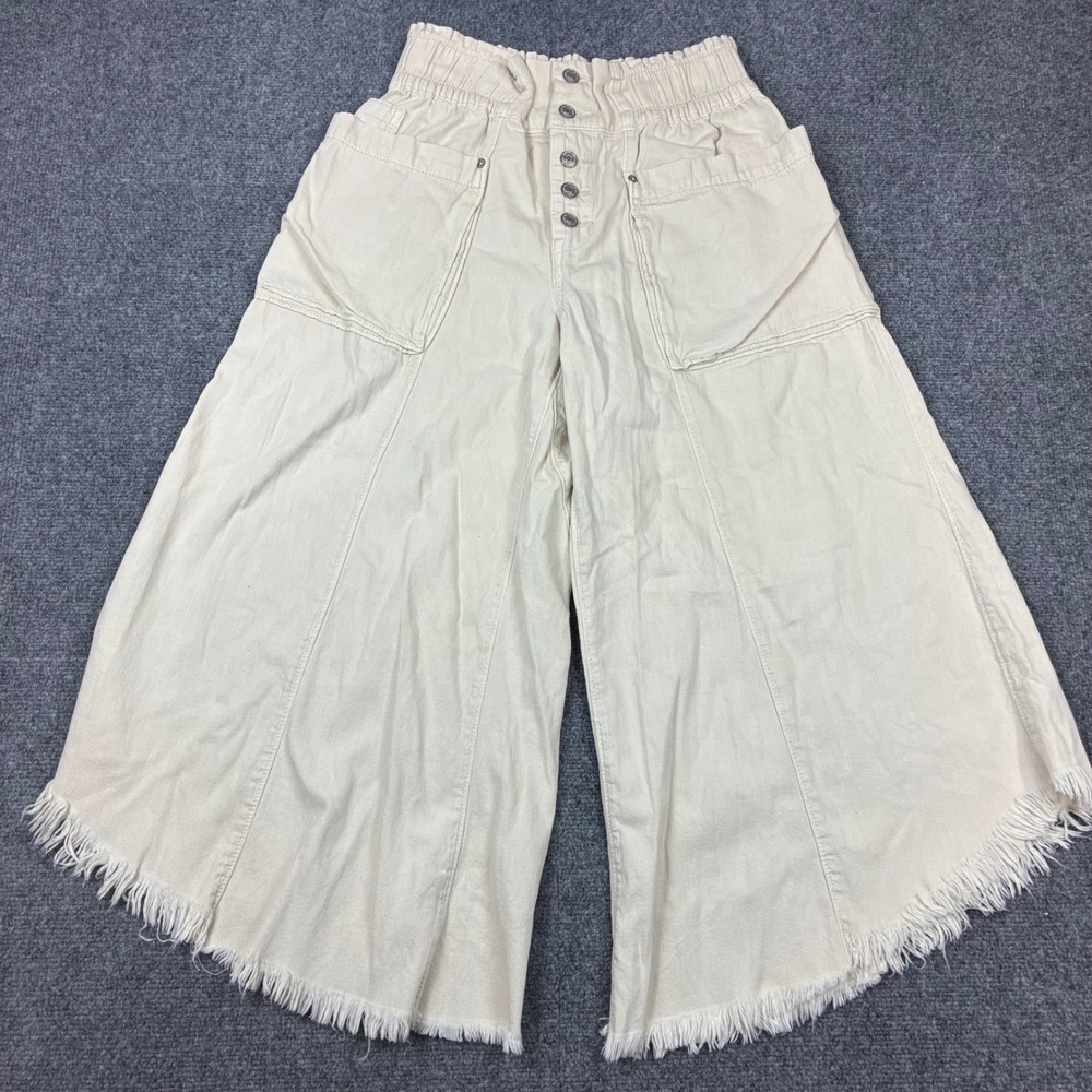 We The Free Free People Wide Leg Pants Raw Hem Womens Size Small Button Fly